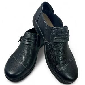 Clarks Cheyn Madi Tumbled Black Leather Loafers Flats Womens 8.5